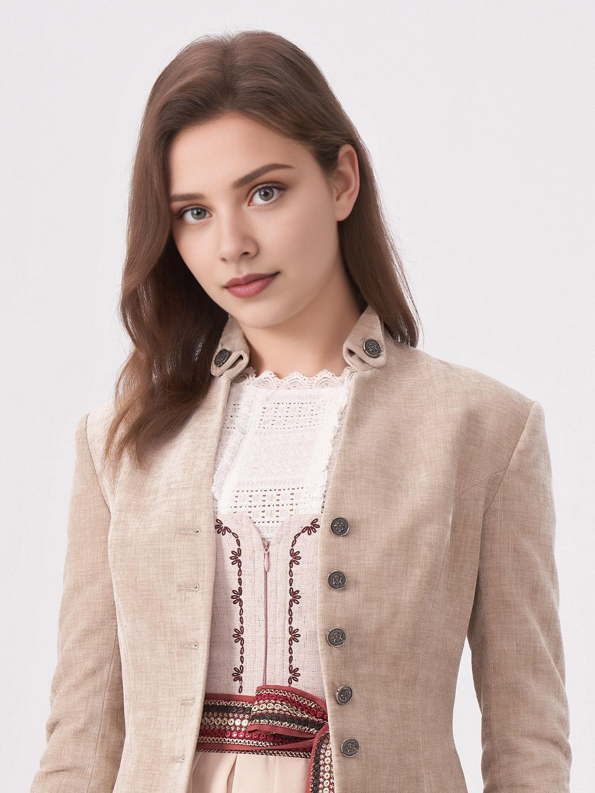 Dirndl Mini Damen in Beige
