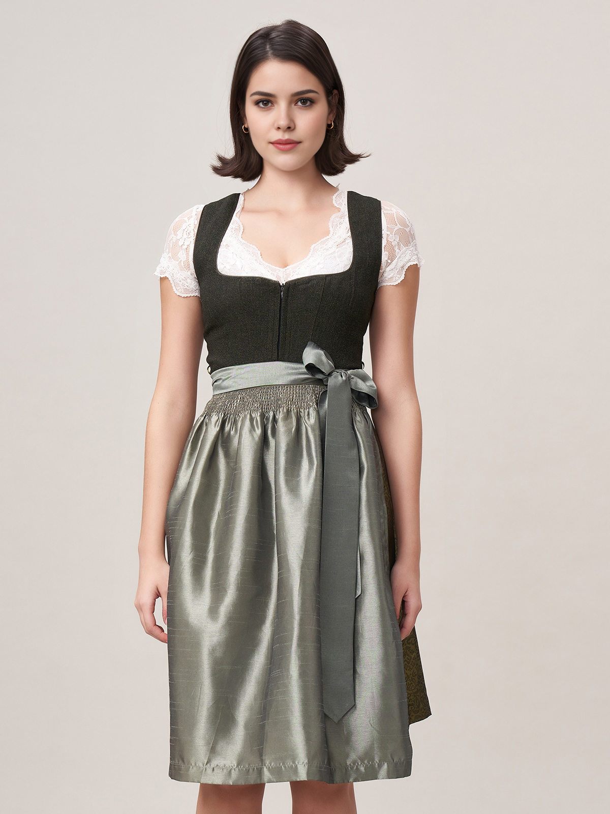 Modernes grünes Dirndl mit Samtoptik