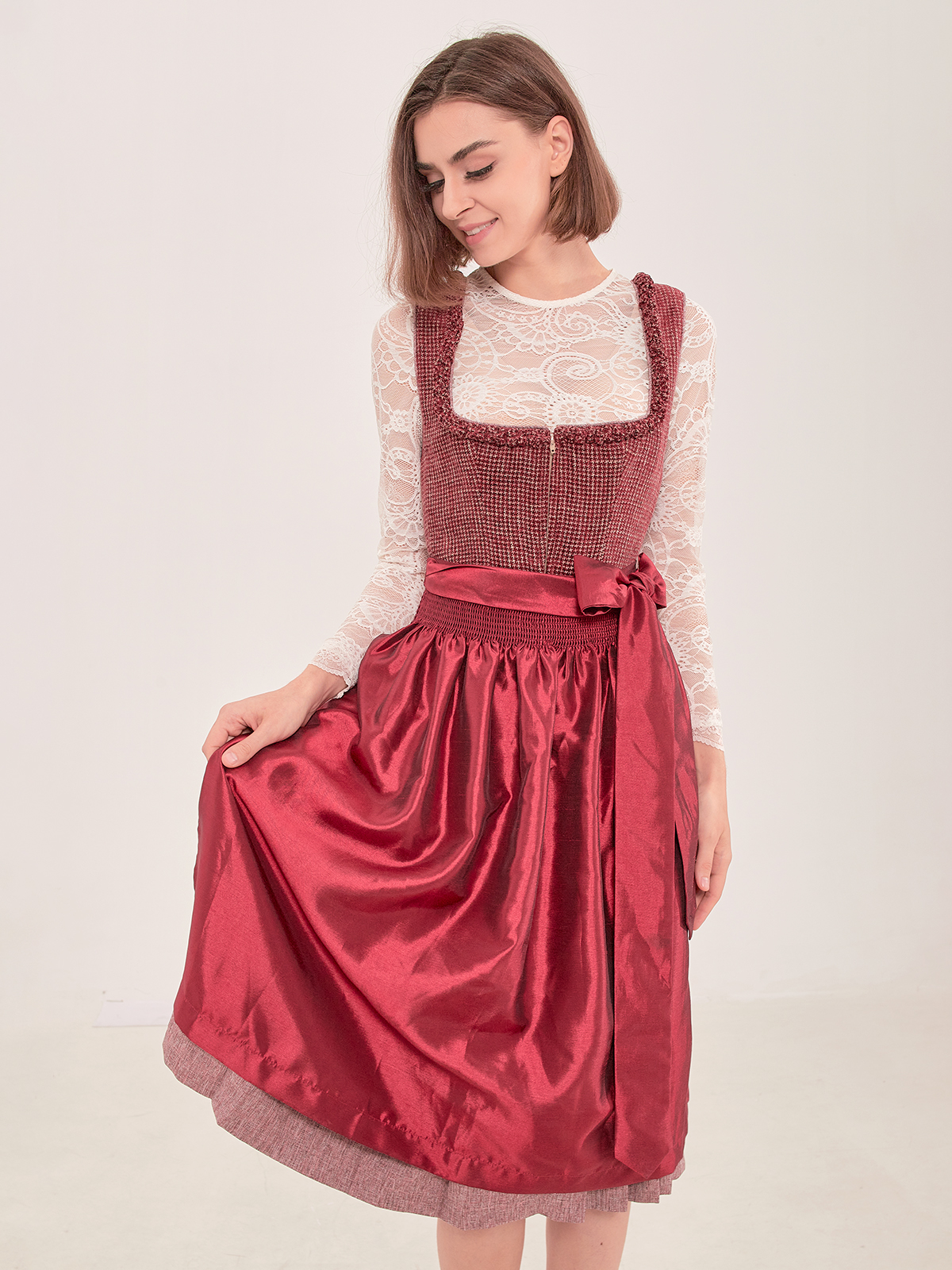 Langarm Dirndlbluse in Rot